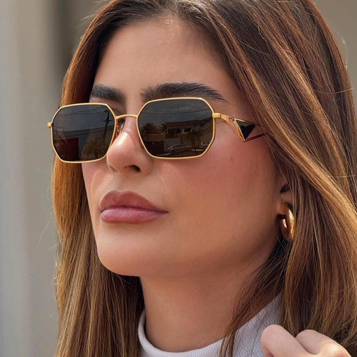 Vintage Asymmetrical Small Frame Metal Aviator Sunglasses with Mesh Sun Protection