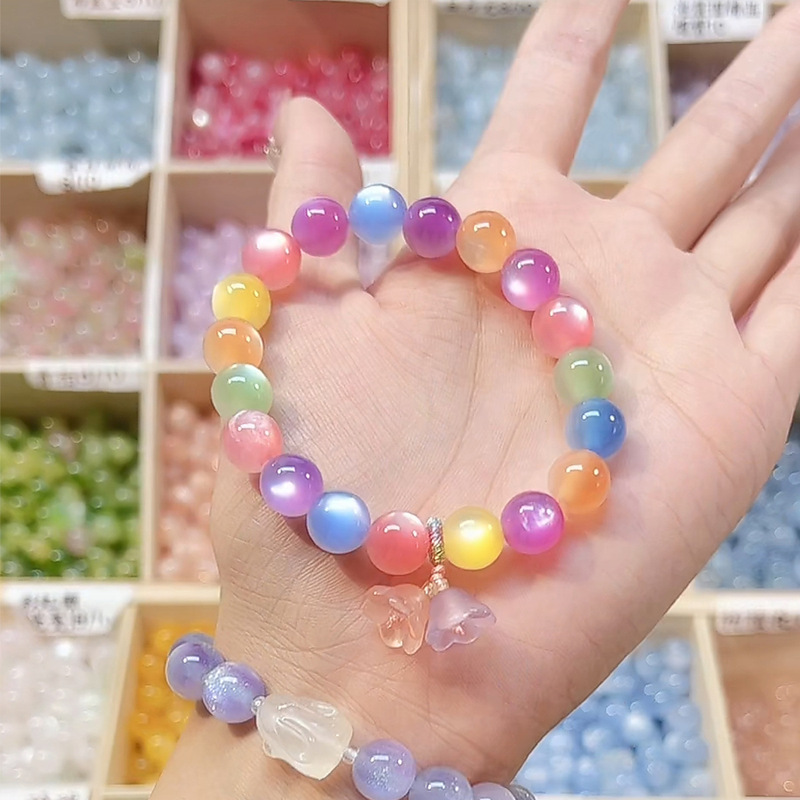 Uv Light-Changing Resin Beads Imitation Cat's Eye Color-Changing Loose Beads DIY Jewelry Accessories Bracelet Hair Accessory Beads