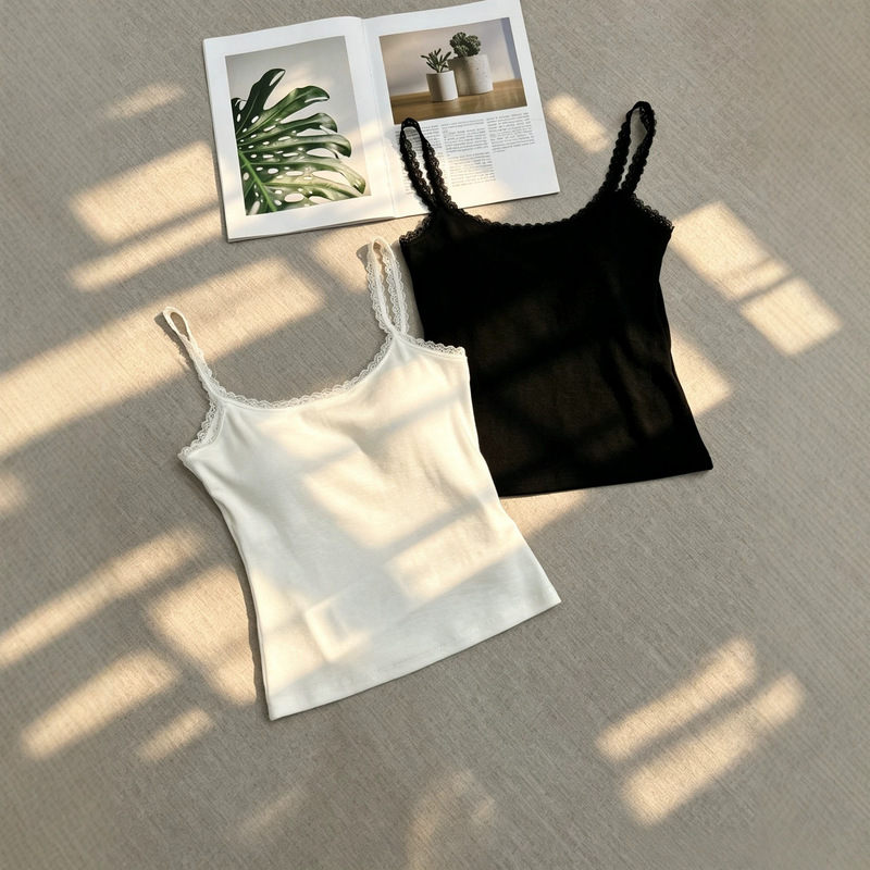 [in Stock] Sweet Lace Camisole for Women, Beautiful Back Design, No Need to Wear a Bra, Comfortable and Can Be Worn as Outerwear or as a Base Layer