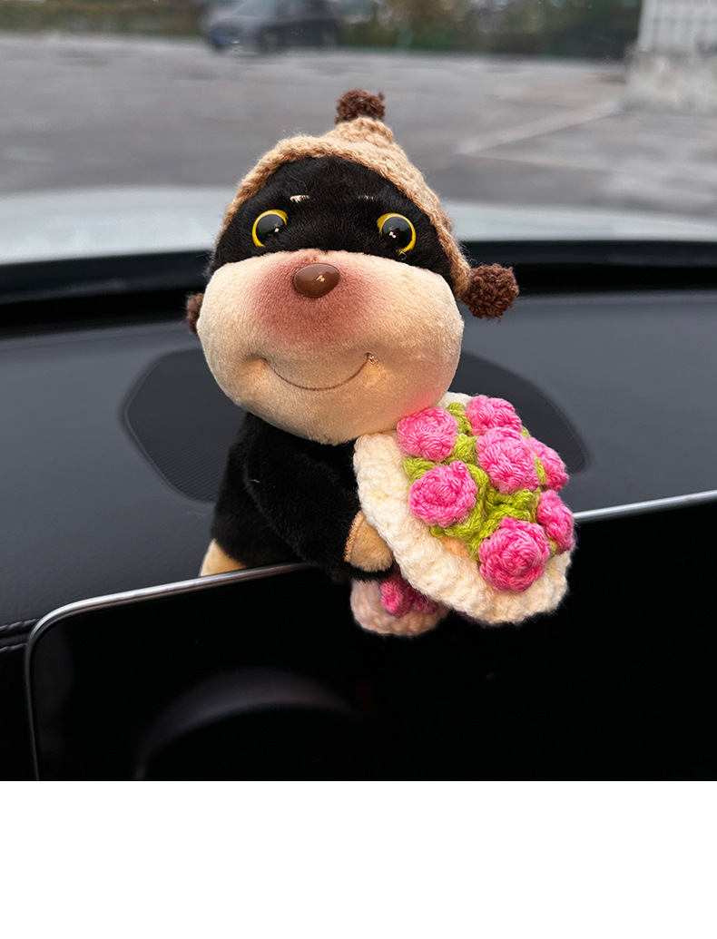 Car ornaments cute doll bee dog car central control screen lying prone doll display screen decoration car accessories