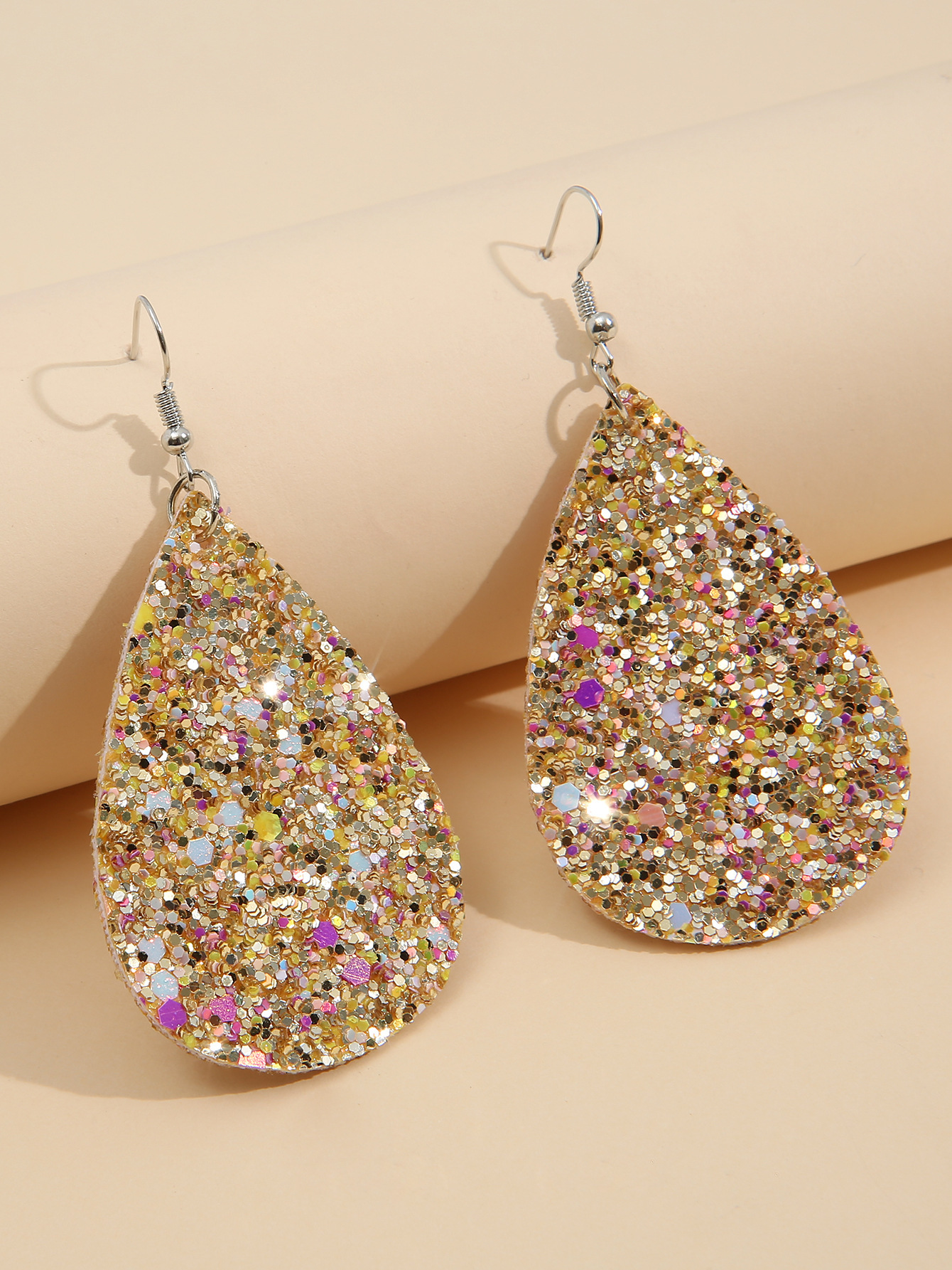 Christmas Leather Pu Sequined Water Drop Earrings Wholesale Nihaojewelry display picture 12