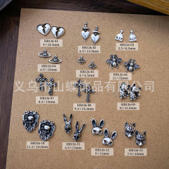 美甲饰品新款暗黑复古克罗心指甲饰品高级百搭爱心十字架辣妹个性