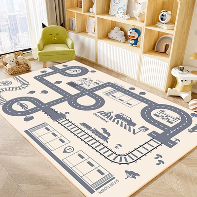 Road Traffic Kindergarten Living Room | Avtomobil döşəmə paspasları - dream-town-15940-super-soft-anti-slip-crystal-cloud-velvet-80120cmentrance-size