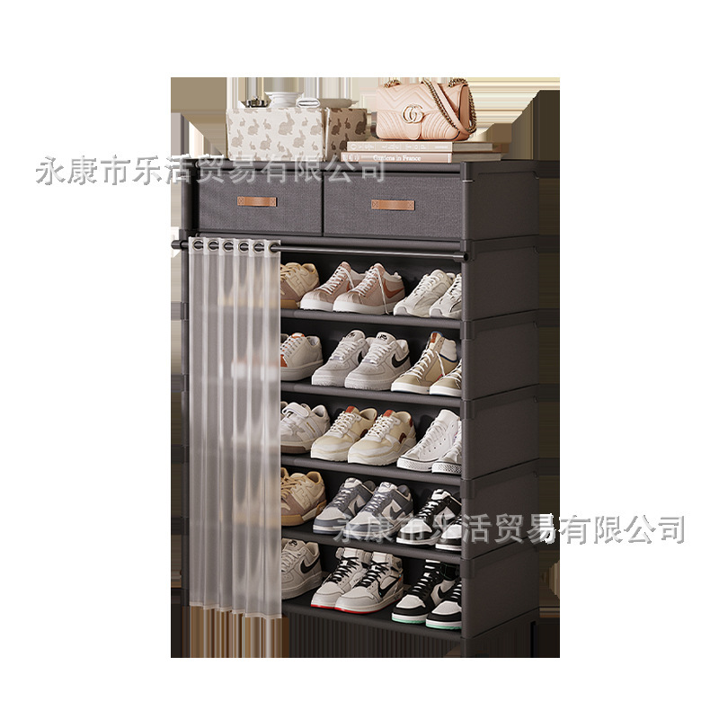 シンプルな靴ラック、多層、玄関の外の廊下、ドア付き靴キャビネット、防塵、寮、小型、屋内、見栄えが良く、耐久性があります。|undefined