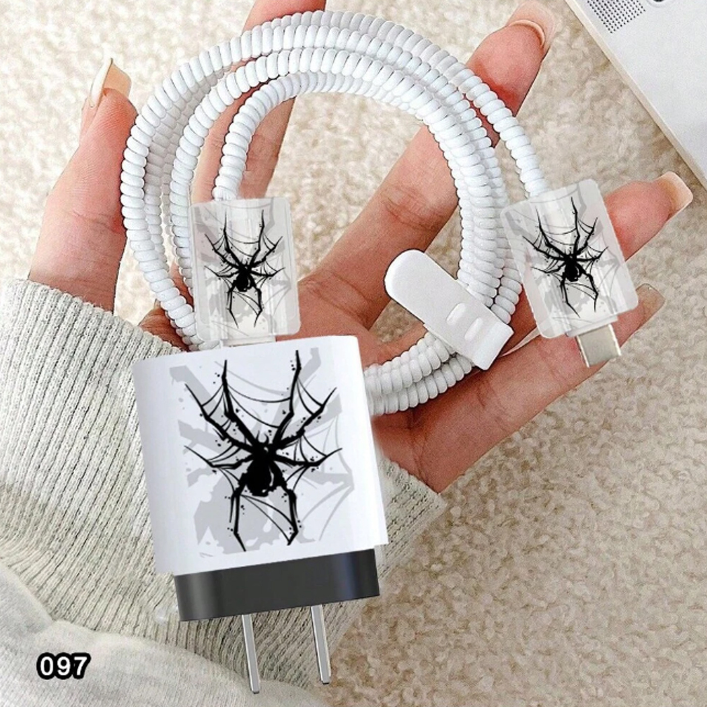 Halloween Ghost Spider Şarj Cihazı Qoruyucu Örtük Samsung 25W üçün