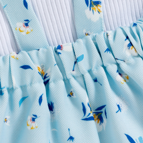 Baoxin cross-border children's clothing spring and summer Korean version of baby girl sister outfit pit strip cotton short-sleeved flower suspender skirt infant suit