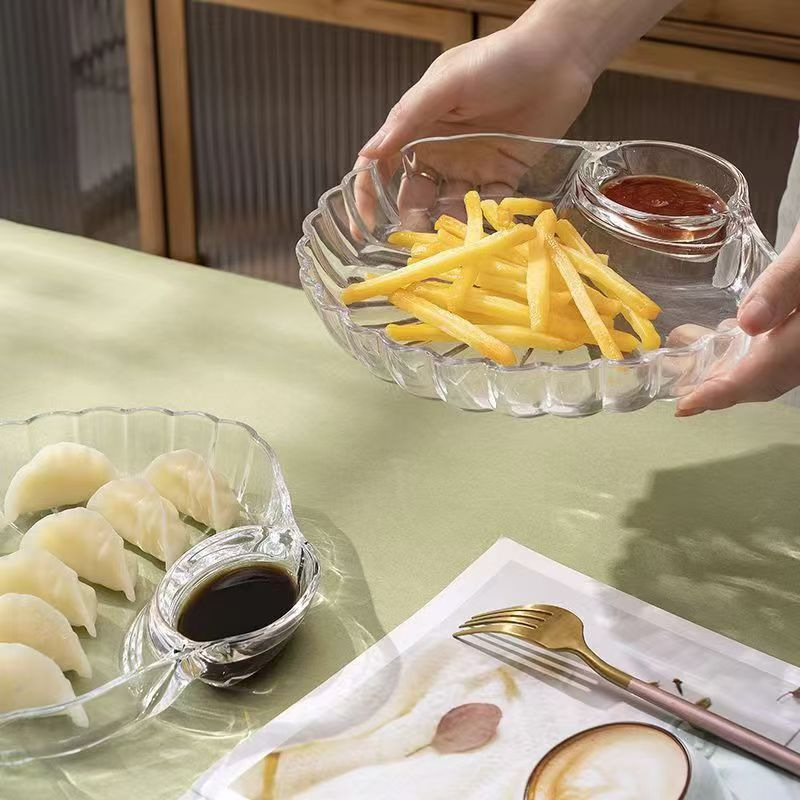 酢皿付きシェル餃子プレート、家庭用クリエイティブフルーツプレート、PSシェルプレート、スナックプレート、フライドポテトプレート、スナックプレート|undefined