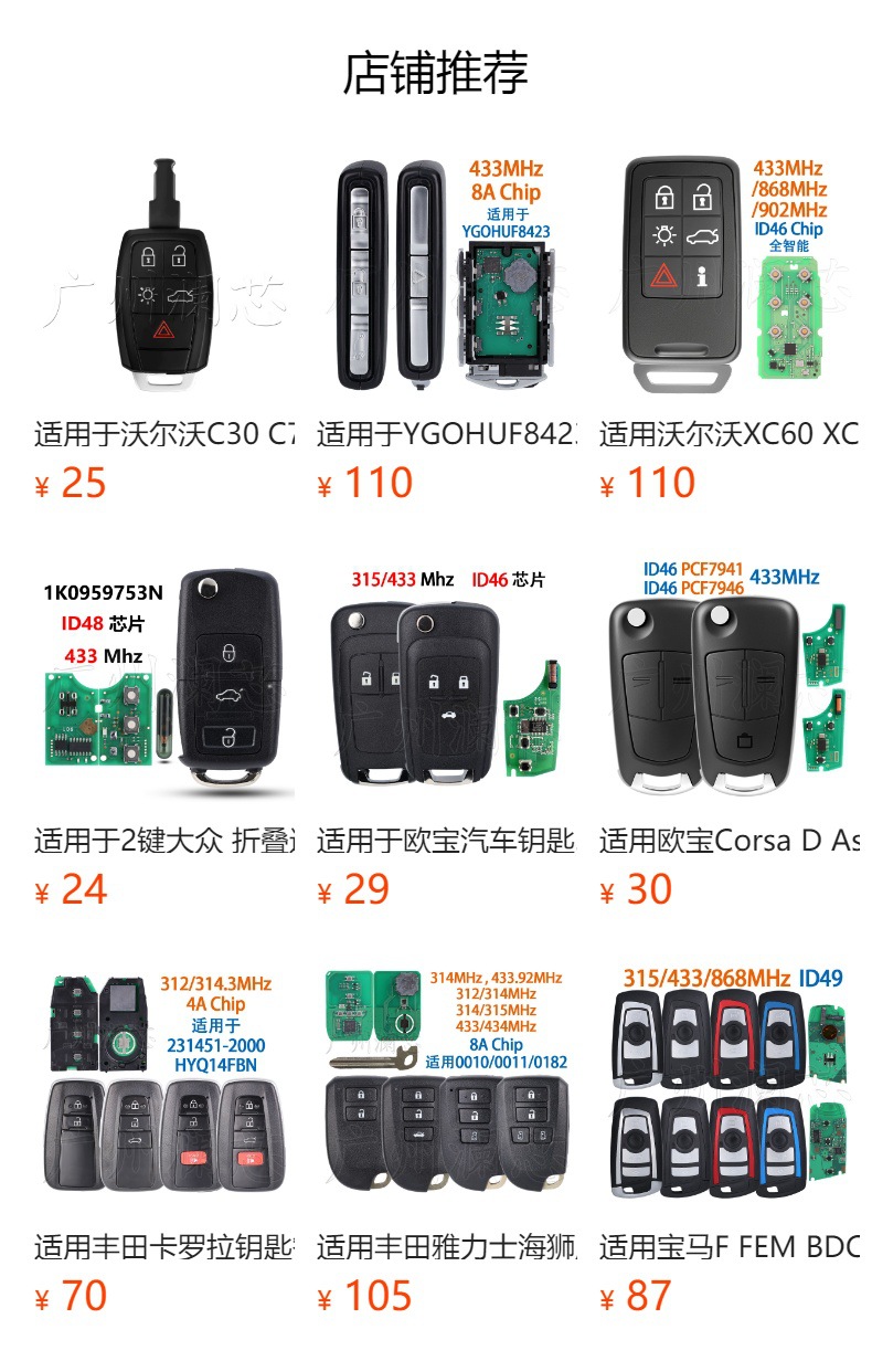 Suitable for Volvo Xc60 S60 Semi-Intelligent Kr55Wk49264 Remote Control Key 5-Button Id46 Chip 433Mhz