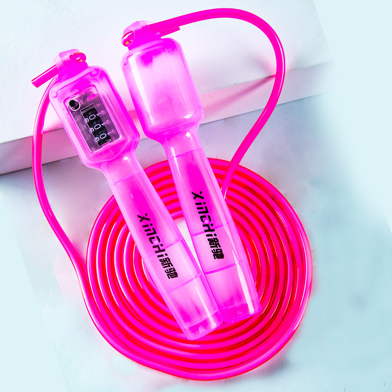 BT8709 examen de estudiante examen físico entrenamiento de salto cuerda escuela secundaria examen de entrada contando cuerda de saltar deslumbrante transparente longitud de la cuerda de saltar deslumbrante longitud ajustable