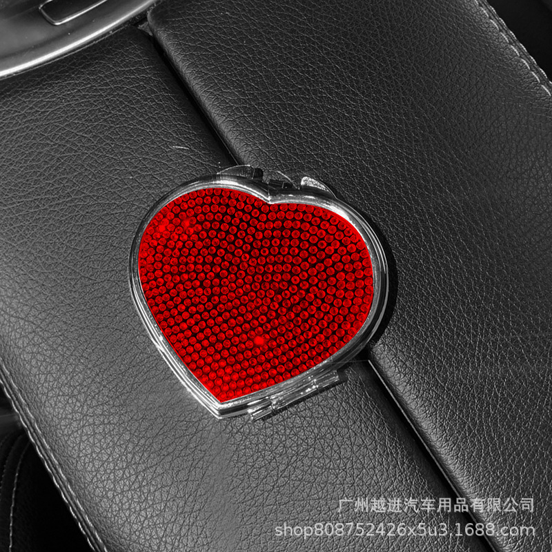 Espejo cosmético de mano plegable de doble cara espejo pequeño bolsillo lindo espejo cosmético pequeño espejo de mano portátil incrustado de diamante mini amor portátil