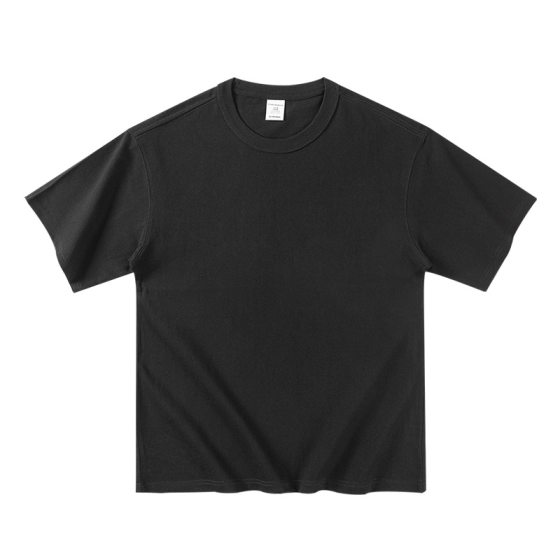 New Heavy Cotton Fit Comfortable Short-sleeved T-shirt All-match Men's Autumn Solid Color Half-sleeved Base Jacket Casual Fashion