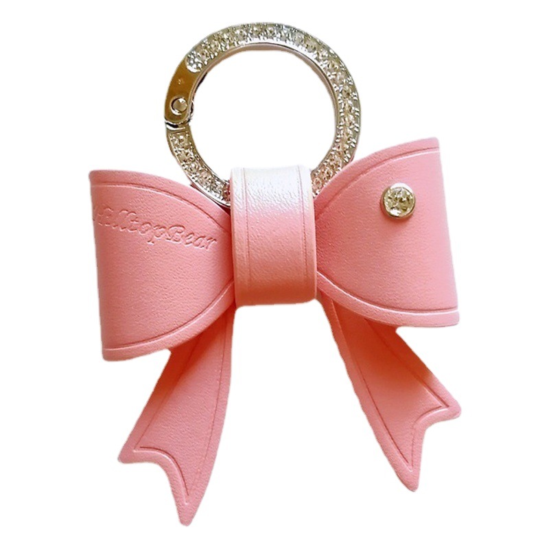 Nuevo arco diamante coche llavero moda exquisito anillo de cuero atmosférica accesorios clave pequeño regalo para las mujeres