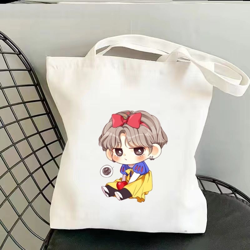 JIMIN V JUNGKOOK Top animación impresa bolsa de lona bolsa de hombro bolsa bolsa de compras