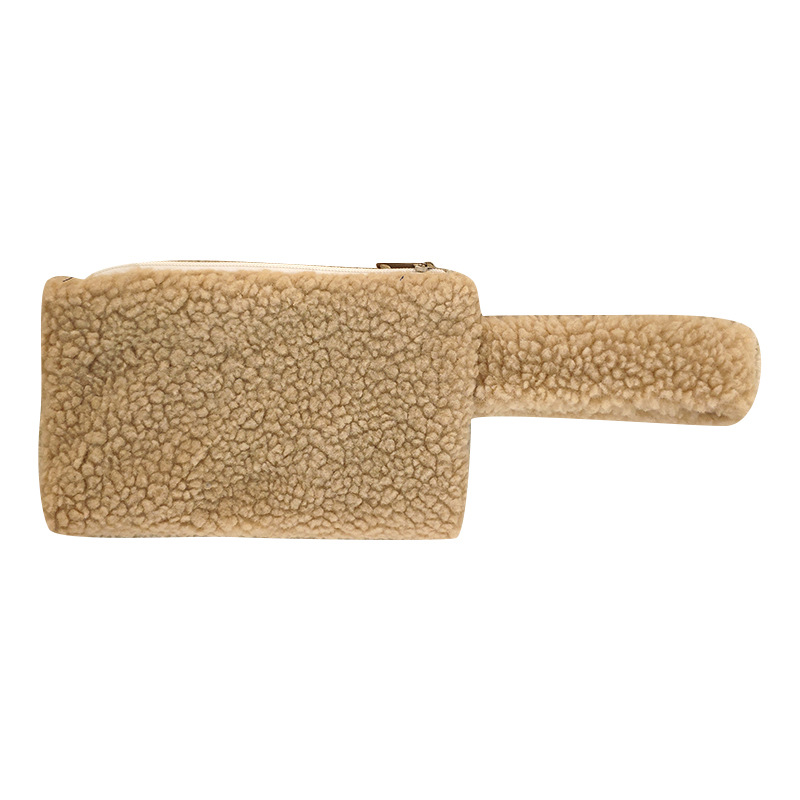 Estilo coreano simple color sólido bolso de la muñeca de La felpa bolsa de teléfono móvil bolsa de cosméticos bolsa de almacenamiento portátil bolso de mano de la moda