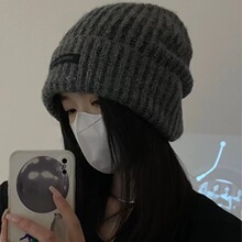 大头围显脸小毛线帽女冬季日系针织保暖帽洋气显瘦防寒防风冷帽潮