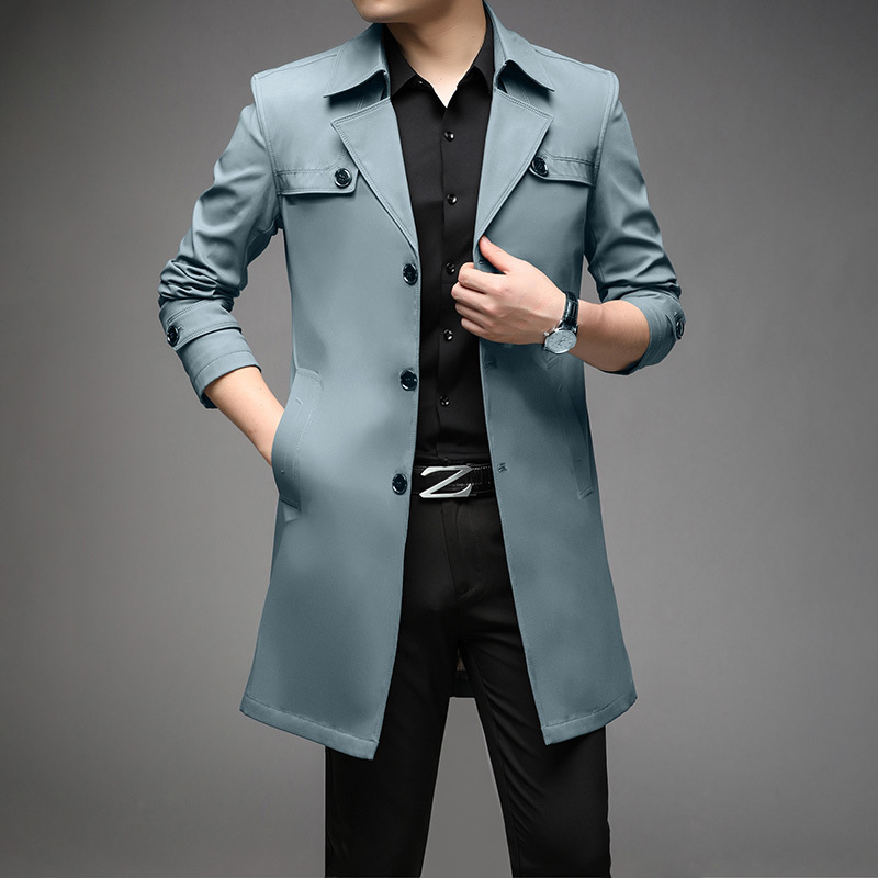 Grote maat 2024 nieuwe lente- en herfsttrenchcoat voor mannen en jonge mannen, middellange kwaliteitsjas 8907-stijl, 6 kleuren_voghion.com