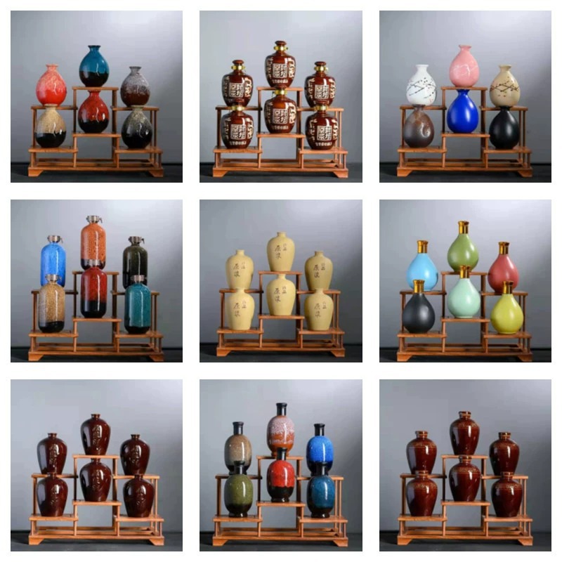 厂家陶瓷家用酒壶土陶1斤500ML6个装空酒瓶土陶酒坛礼盒密封窖藏