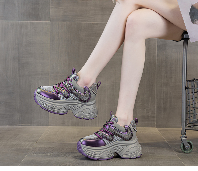 Giày sneaker nữ chunky đế dày tăng chiều cao phong cách hot girl mùa xuân 2026 — M2807 màu be, M2807 màu bạc, M2807 màu đen, M2807 Màu tím chi tiết 19
