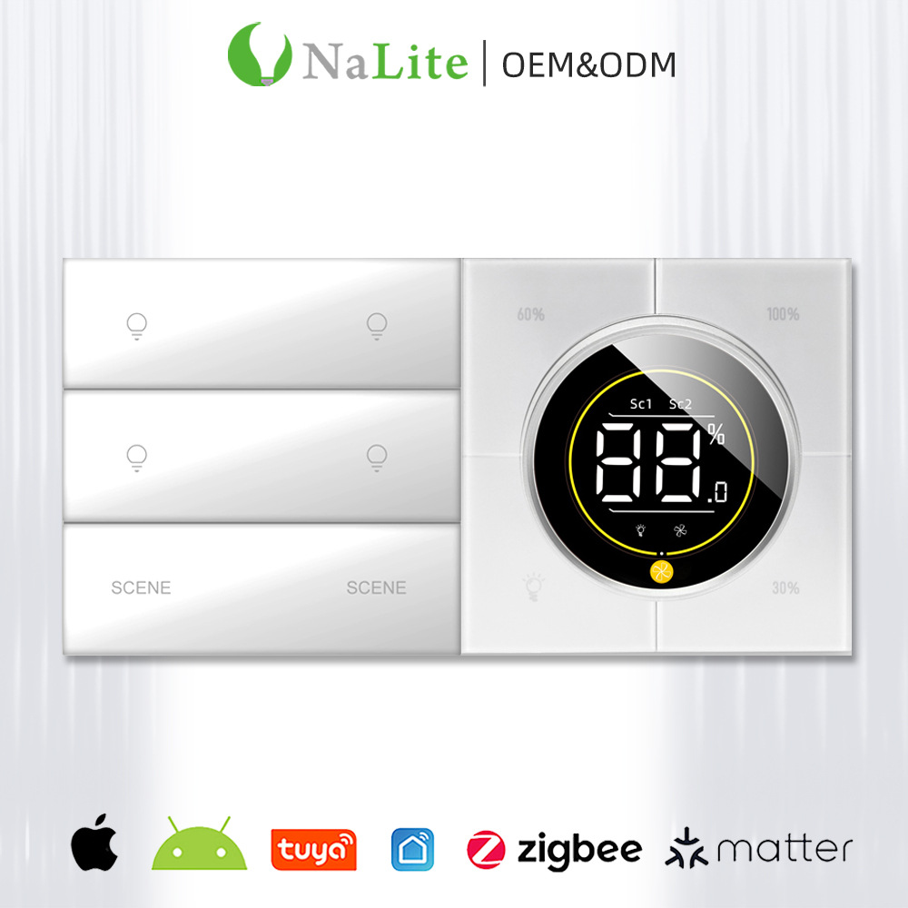 涂鸦智能开关零火板 四键四开+2场景远程控制 兼容涂鸦Zigbee网关