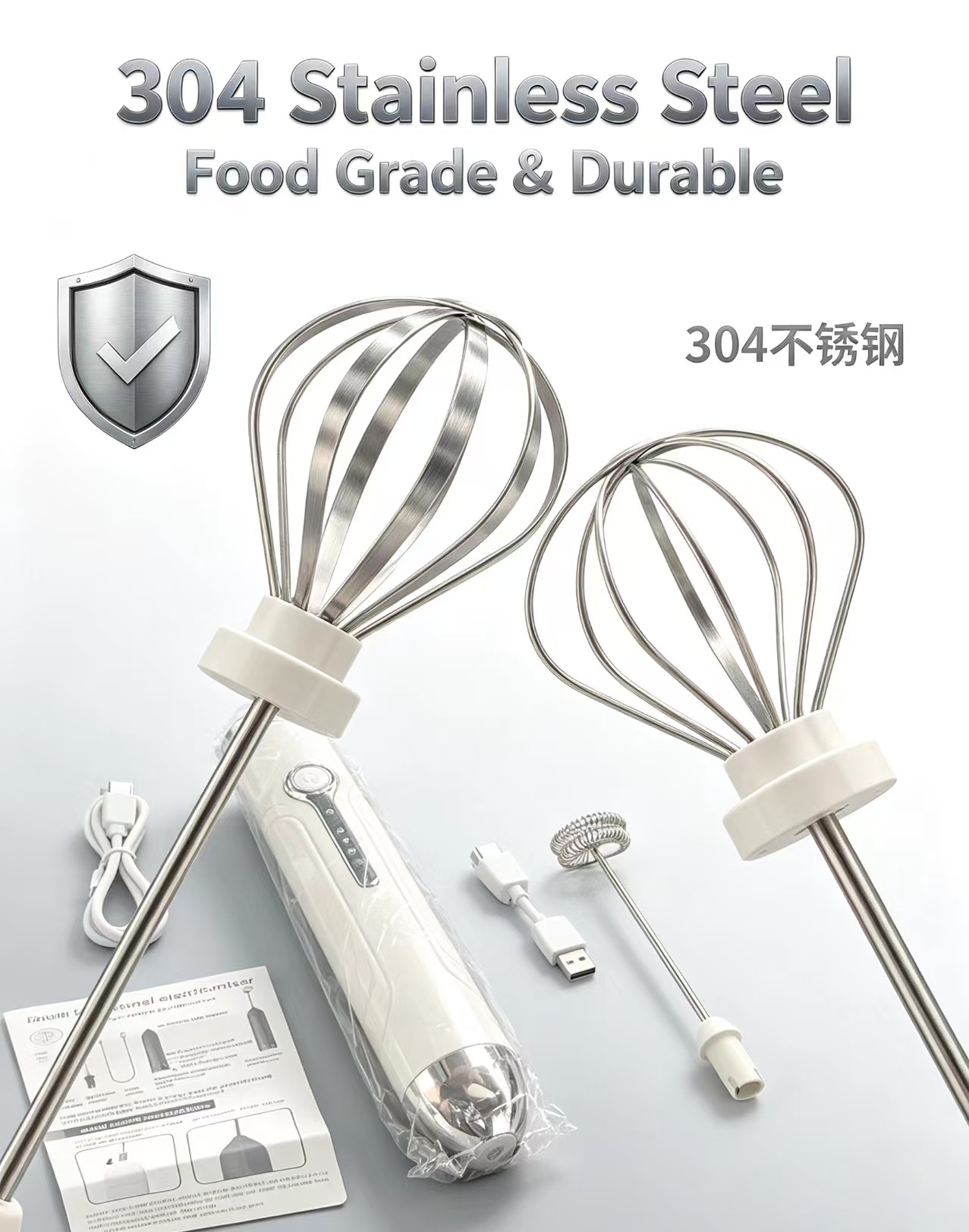 Cross-border bestselling electric egg beater milk frother coffee foamer whisk milk mixer cordless egg beater