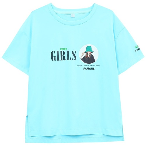 Short-sleeved T-shirt for women 2025 summer wear design with slits, loose, short half-sleeved T-shirt for small people