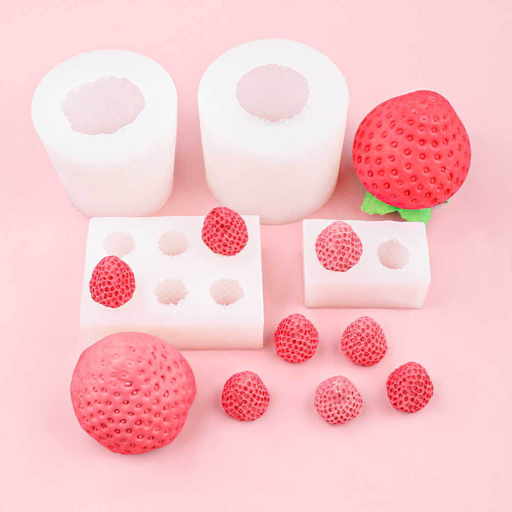 Vela de aromaterapia Molde de silicona de fresa grande Jabón hecho a mano de bricolaje Fresa pequeña yeso perfumado adornos de pastel de chocolate