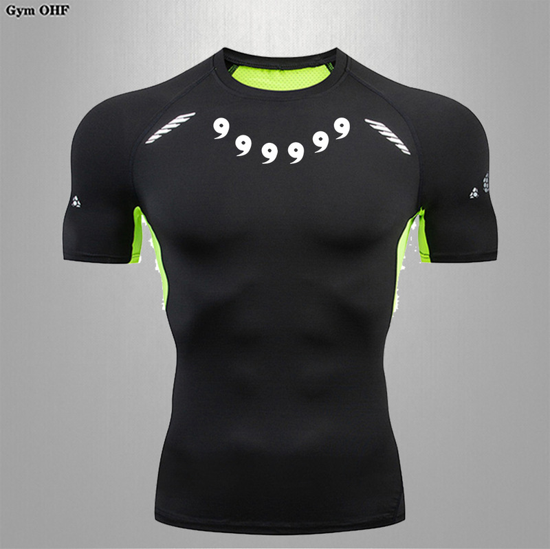 Explosions manufacturers sell trendy men's fitness tight T-shirt quick-drying high-elastic sports shirt