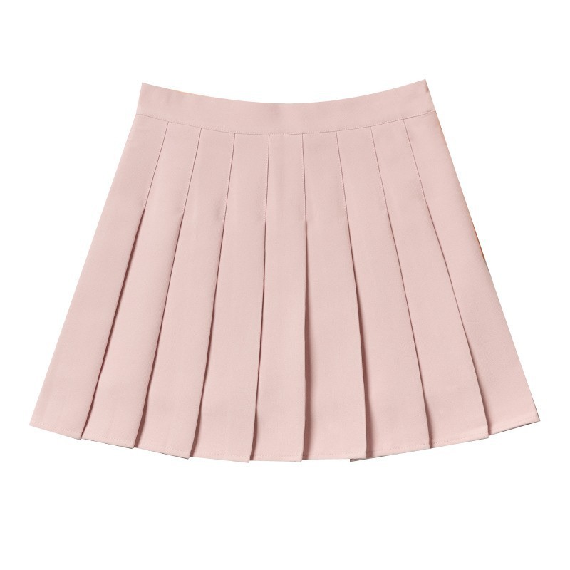 四季ショートスカート女性プリーツスカート JK 制服スカートファッションスカート (延長 + 安全パンツ + ジッパー + ボタン)|undefined