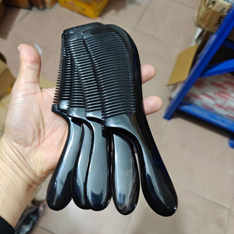 18-19.9cm 黒丸ハンドル水牛角細歯コーム実用的な角水牛角コームハンドハンドル丸ハンドルコーム|undefined