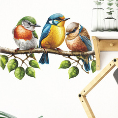 跨境卡通樹枝葉子小鳥兒童房幼兒園玄關家居裝飾牆貼貼紙自粘批發