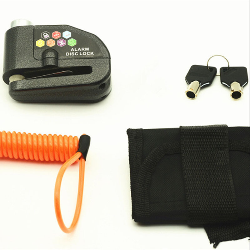 Nueva bicicleta cerradura de seguridad de la bicicleta de bloqueo de alarma antirrobo coche eléctrico de la motocicleta freno de disco de bloqueo negro al por mayor