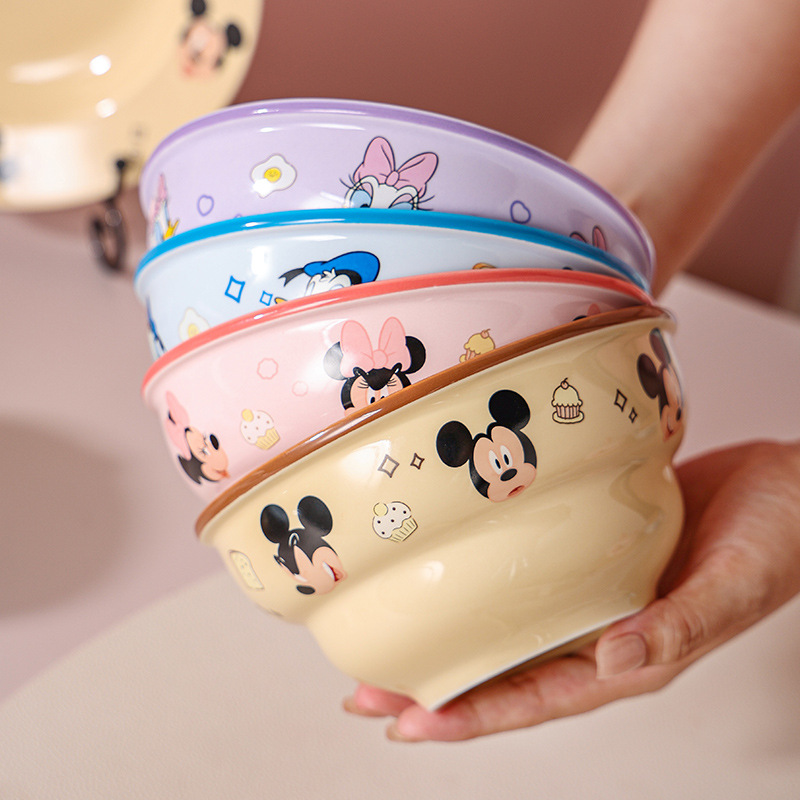 Bowl de cerámica de dibujos animados de Disney encantador tazón infantil de gran capacidad Scarlett de alto valor facial para niñas tazón de fideos de arroz doméstico