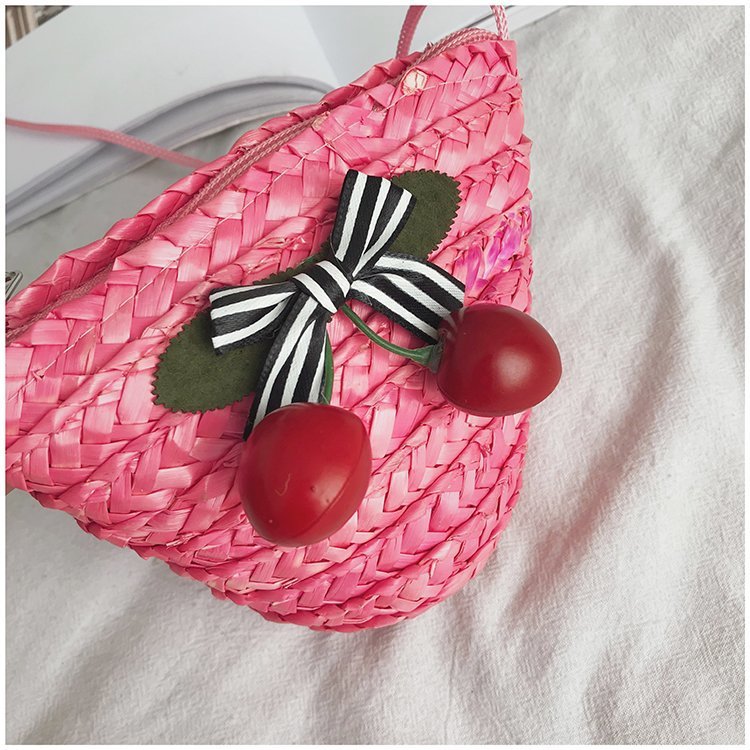 Fabrik Großhandel neue süße Kirsche Stroh Tasche Geldbörse Sommer Crossbody Stroh Tasche gewebte Tasche Urlaub Strandtasche_voghion.com