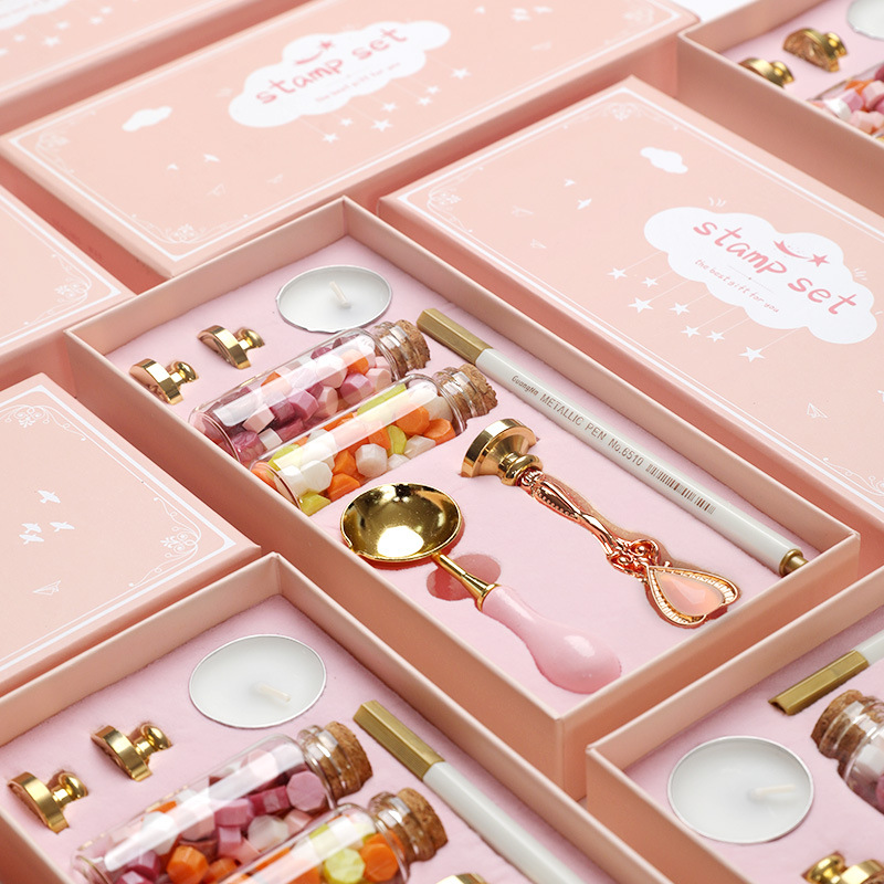 Manufacturer wholesale Fenmeng Qiankong fire paint seal set, fire paint wax particle seal head full set gift box, 3 copper heads