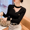 Fashionable slim fit V-neck hanging neck base sweater for women