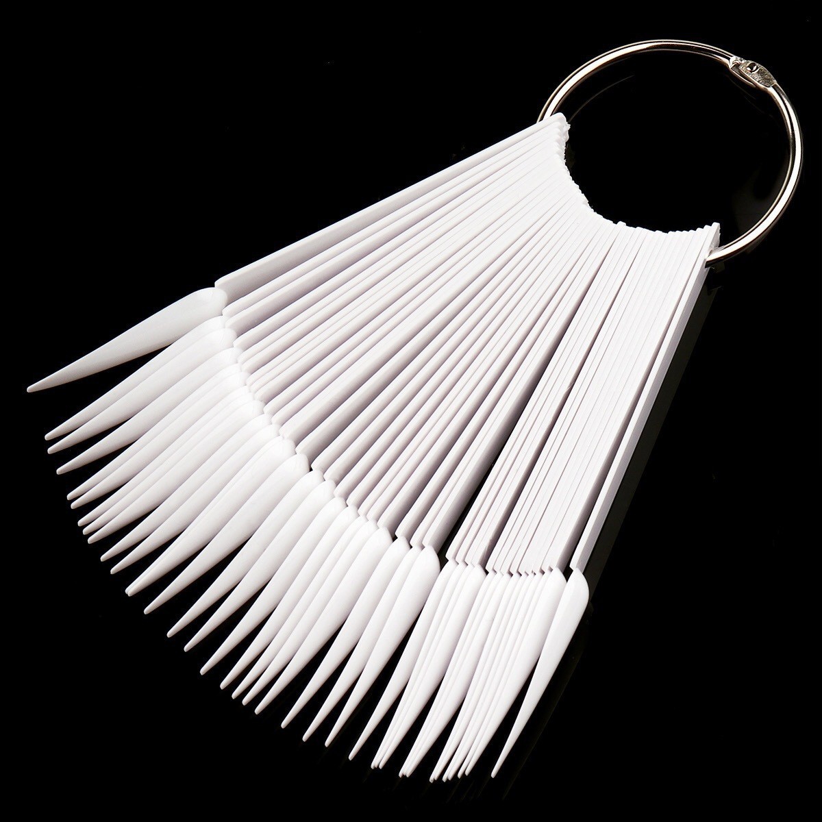 Herramientas de uñas transfronterizas 50 piezas de esmalte de uñas muestra de pegamento de esmalte de uñas, tarjeta de color trapezoidal puntiaguda de cabeza plana, pieza de práctica de uñas