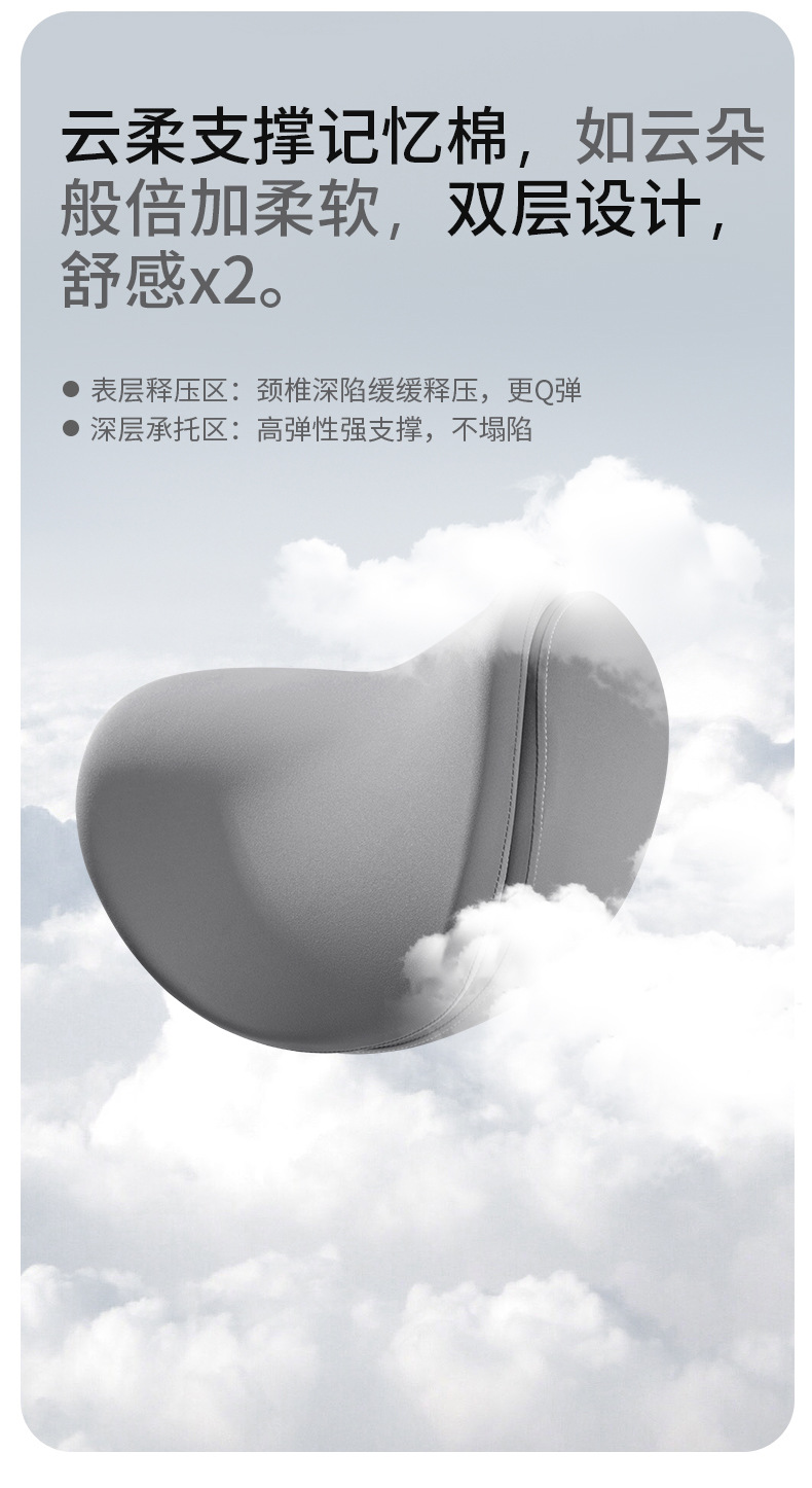Car Headrest and Lumbar Support Double-Layer High-End Car Pillow Car Cushion Memory Foam Lumbar Support Home Car Supplies