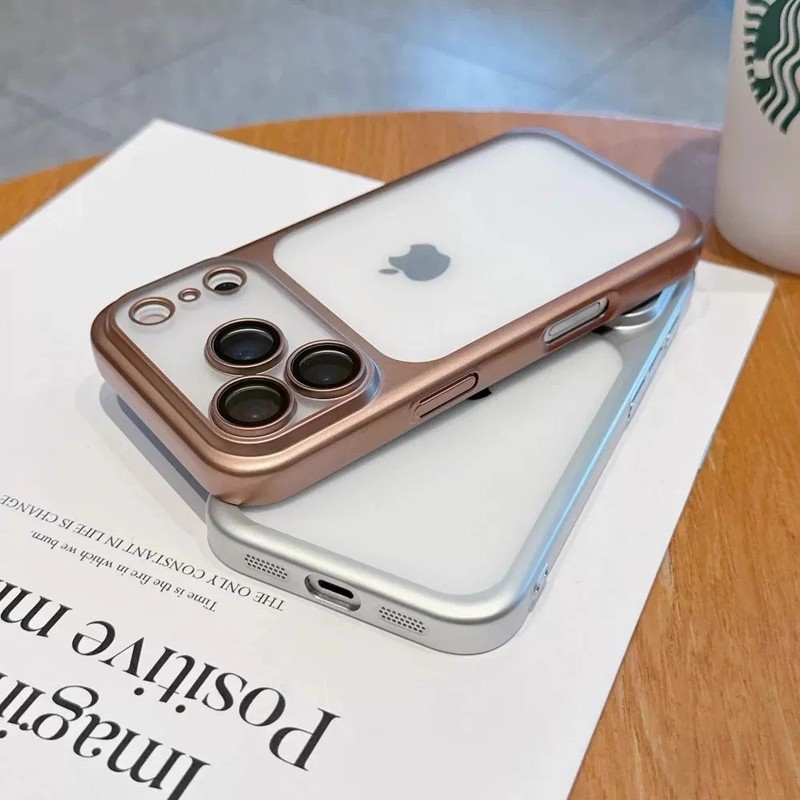 适用iPhone17Promax磨砂电镀手机壳苹果16带镜头膜超薄PC全包护套|undefined
