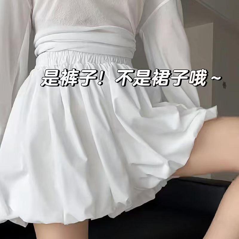 蓬蓬花苞云朵半身裙夏季2025高腰新款显瘦黑色灯笼裤子短裙严选|undefined