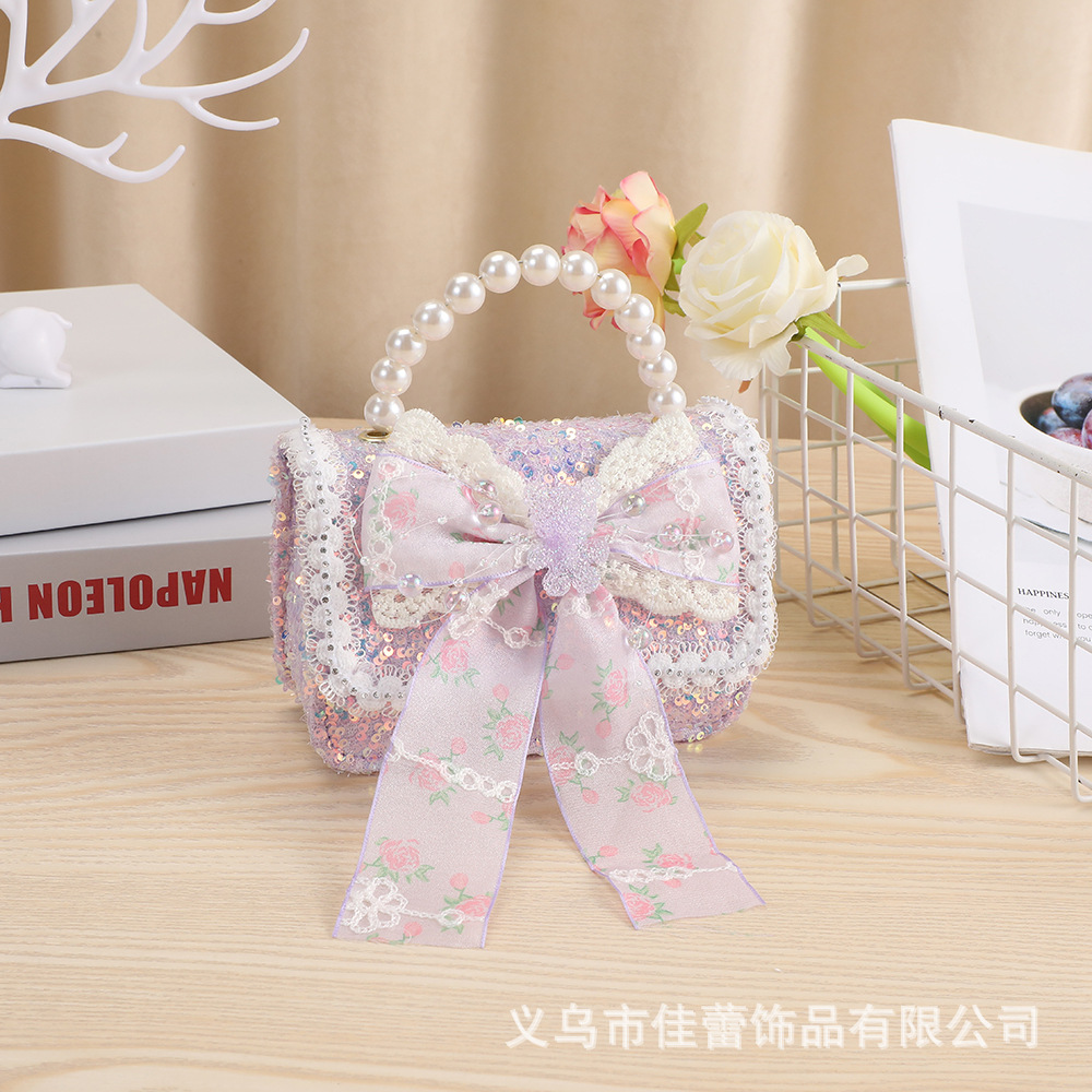 Bolsos para niñas, modernos bolsos cruzados estilo Chanel para niñas pequeñas, elegantes bolsos con lazo de perlas para niñas pequeñas, impermeables.