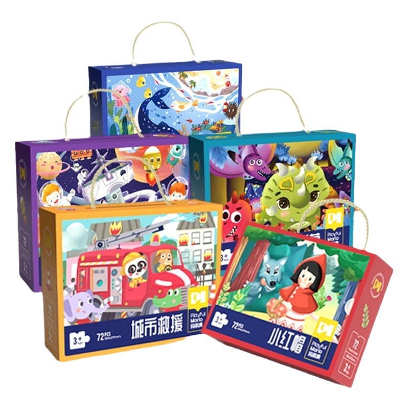 Caja de regalo de rompecabezas de inteligencia para niños y niñas juguetes para niños de 2-3 a 6 años de edad 4 rompecabezas regalo de cumpleaños