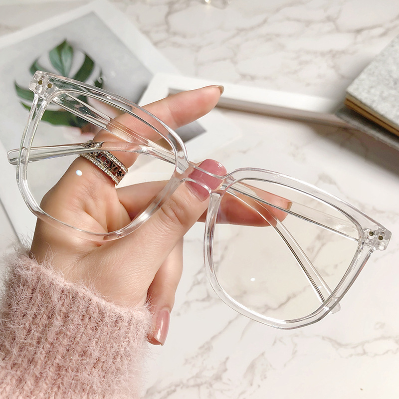 Versatile Minimalist New Transparent Square-frame Students With Nearsightedness, Flat Lenses, Suitable Round Faces, Anti-blue Light Eyeglass_voghion.com