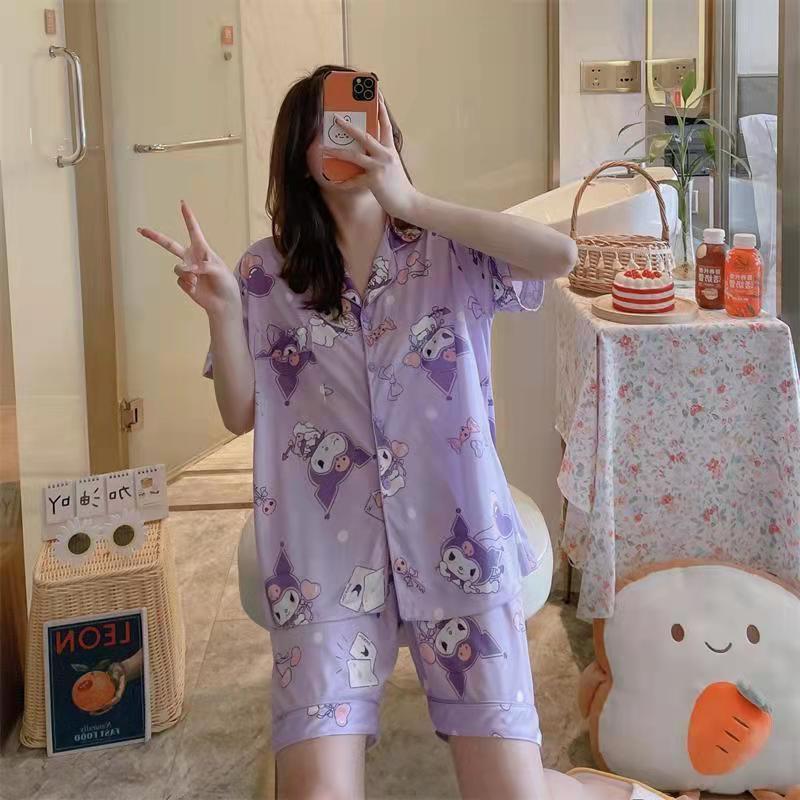 La celebridad de Internet se puede usar fuera de la entrega de dos piezas de verano Pijamas de manga corta de verano de las mujeres de estilo coreano flojo encantador de la muchacha Linda