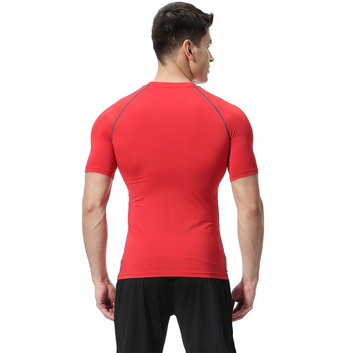 Cross-border fitness clothing men's summer high elastic breathable quick-drying T-shirt outdoor sweaty basketball running short-sleeved sportswear