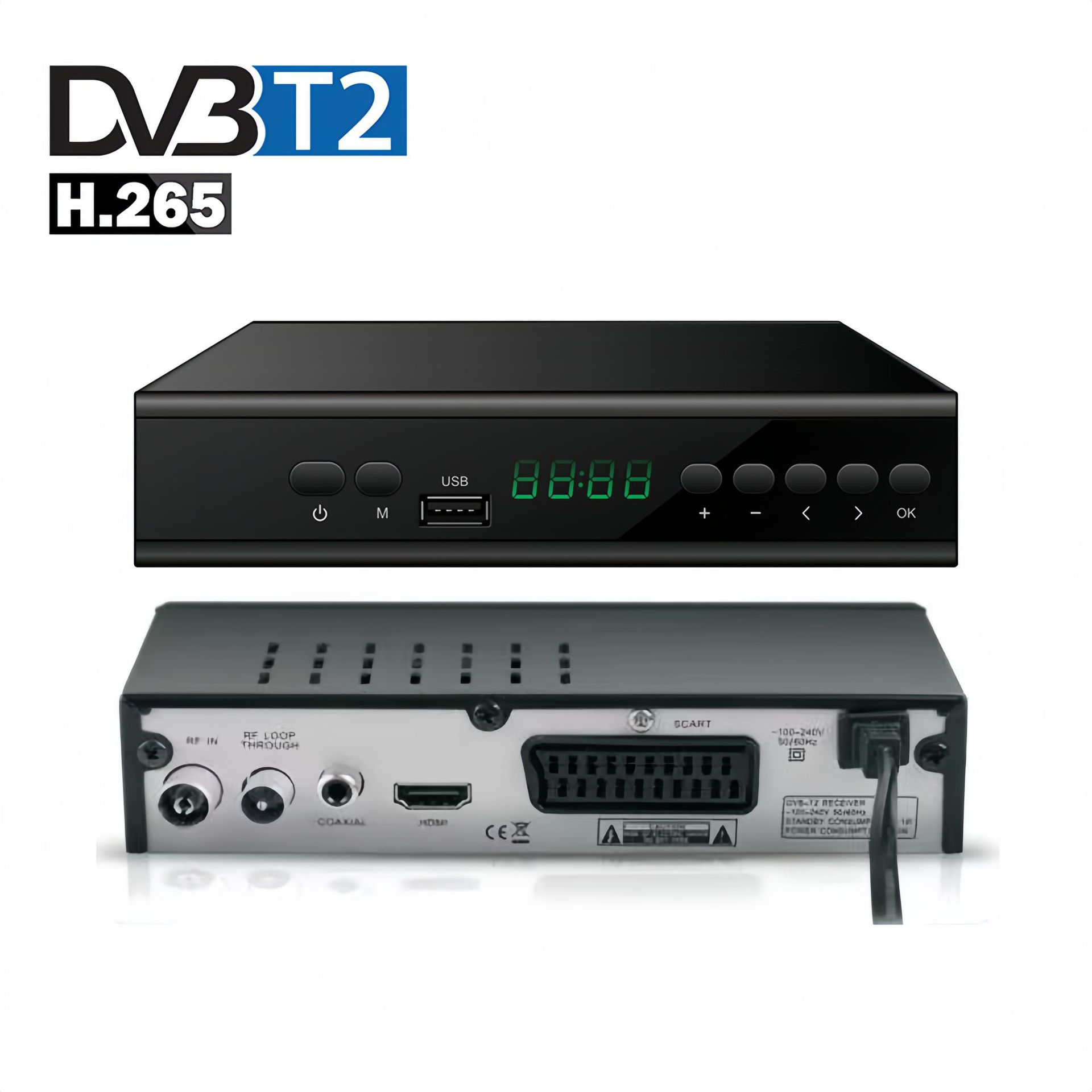 Digital Set-Top Box Polish Dvbt2 168mm Scart H.265 Dvbt2 Digital Tv Box