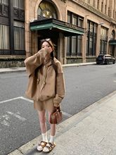 运动休闲连帽卫衣外套女春装2025年新款韩版休闲百搭半身裙两件套