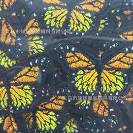 现货蝴蝶刺绣logo布贴服装箱包绣花标绣花贴刺绣布贴标可热烫厂家