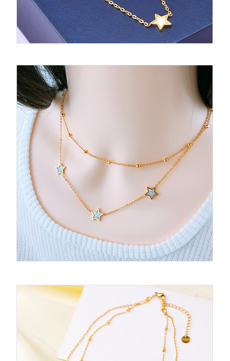 304 Stainless Steel 18K Gold Plated INS Style Simple Style Plating Inlay Star Shell Earrings Necklace display picture 3