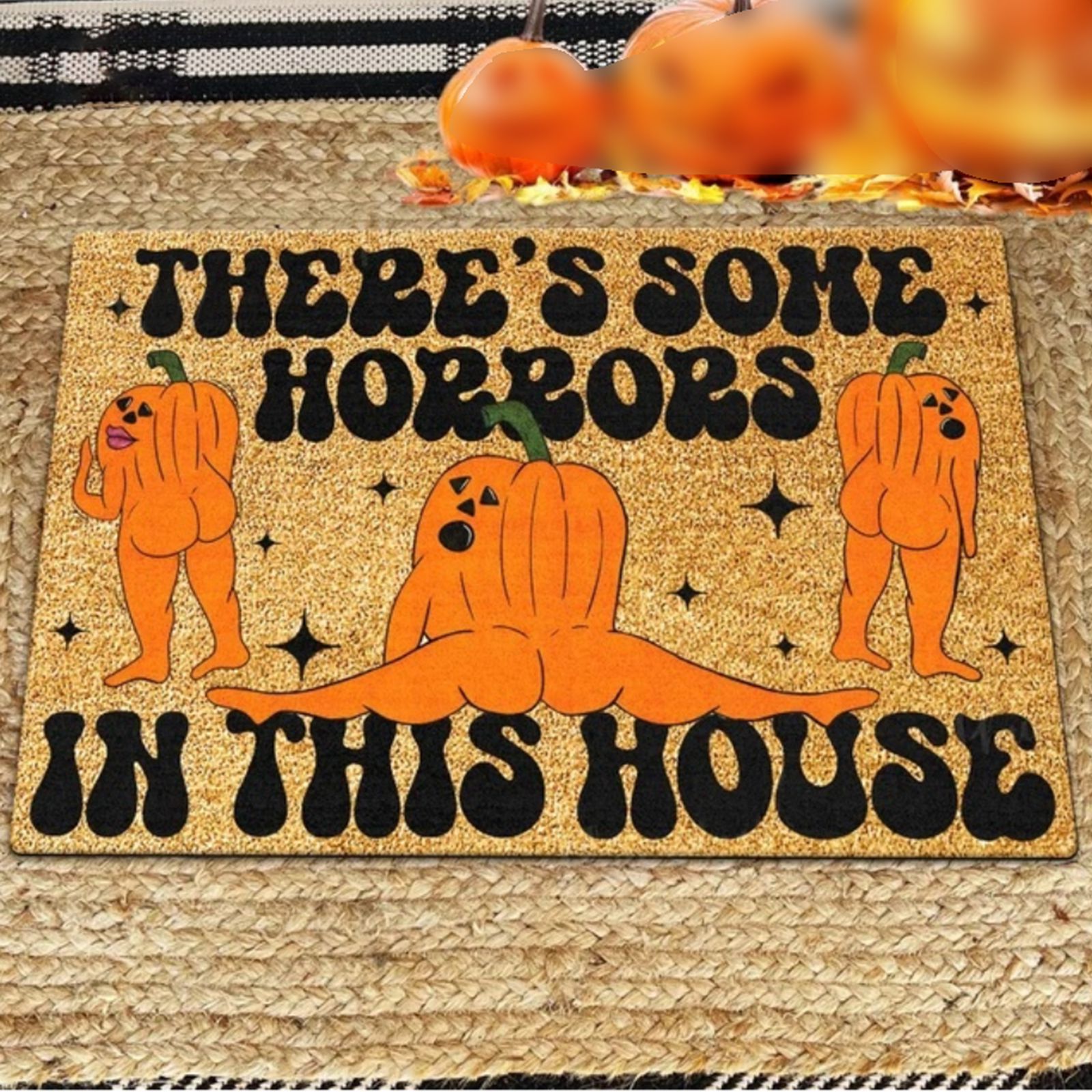 Creative Pumpkin funny floor mat family holiday atmosphere home stain-resistant door mat cute hallway floor mat in stock_voghion.com