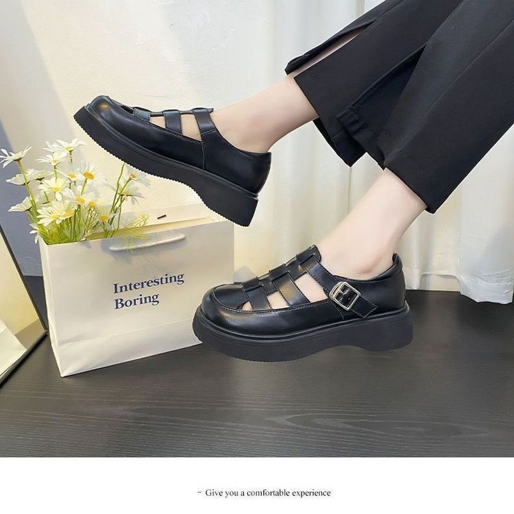 2026 nuevos zapatos de verano de una sola sandalia de hebilla romana con bolsas de vestir con falda de agujero zapatos de mujer